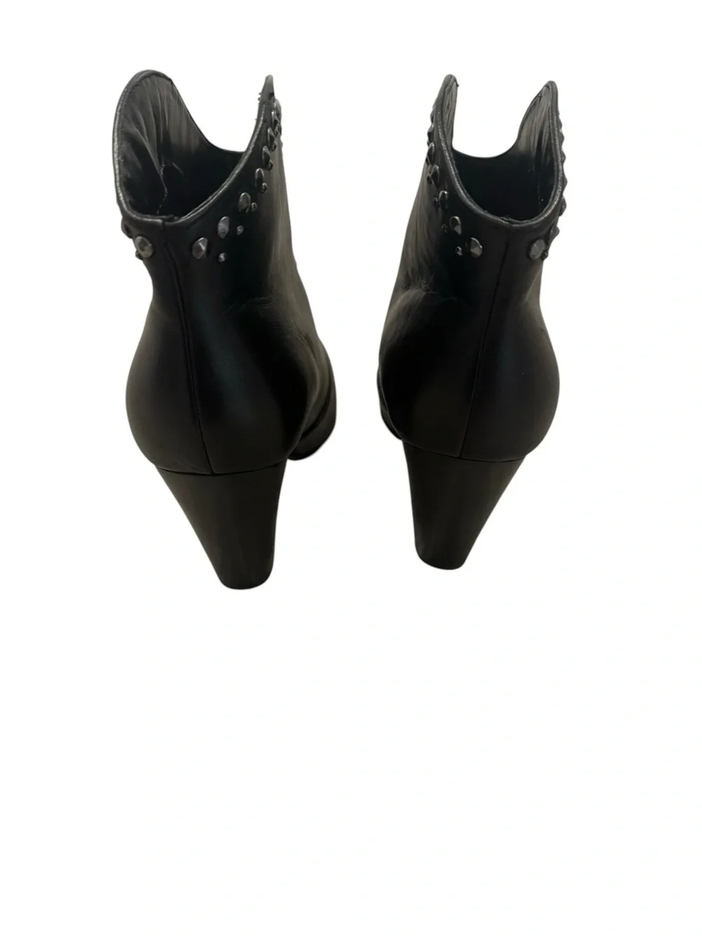 Nine West Women's Sera studded black leather pointed toe ankle booties size 7.5